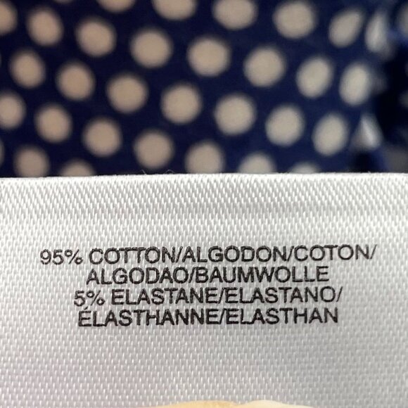 Jones New York Signature Boat Nk 3/4 Slv Polka Dot Cotton Blend Top Blue Wht S - Picture 10 of 12